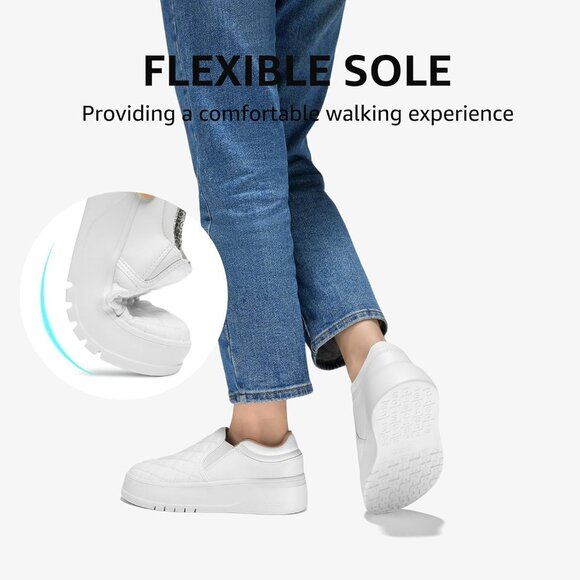 Brand New Women  Vanilla White Faux Leather Quilted Slip On Platform Loafers - Picture 4 of 9